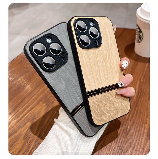 A wood grain mobile phone case