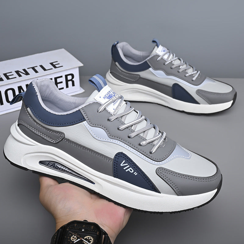 A soft-soled mesh men's shoes, new summer 2024 comfortable and trendy running sports shoes, leather non-slip and versatile casual shoes - Mixbatch