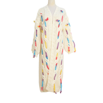 A Cross-border European and American sweaters, women's colored hand hooks, loose foreign style, autumn and winter new stick-needle sweaters, cardigans, long skirts, coats