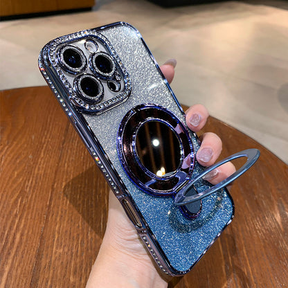 A Rhinestone mobile phone case magnetic suction bracket