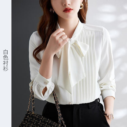 A Korean version of lace-up chiffon new French commuter shirt women - Mixbatch