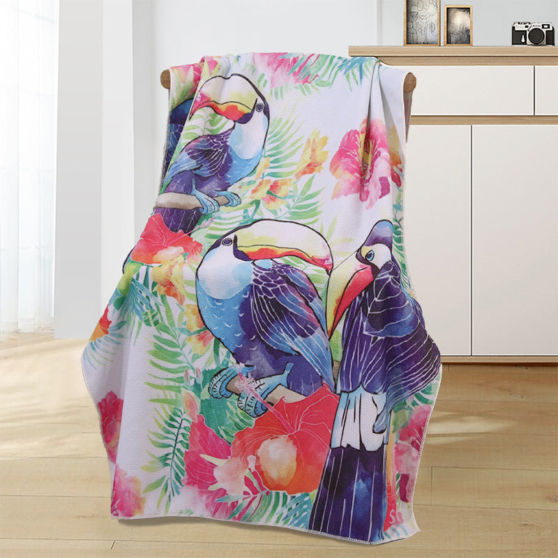 A microfiber double-sided velvet beach towel