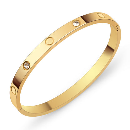 A Cross-border fashion bracelet with diamond buckle ten diamonds titanium steel diamond rose gold bracelet women's light luxury temperament