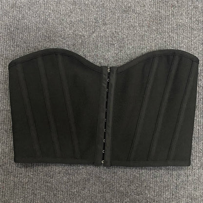 A European and American cross-border new women's clothing, sexy tube top, exposed navel, fish bone, shoulder girdle, slim bandage, small top