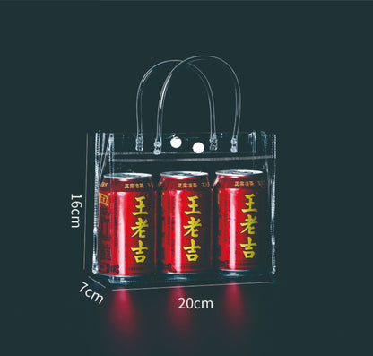 A Spot plastic pvc tote bag, transparent gift packaging bag, milk tea with hand gift, hi candy, portable pvc packaging bag