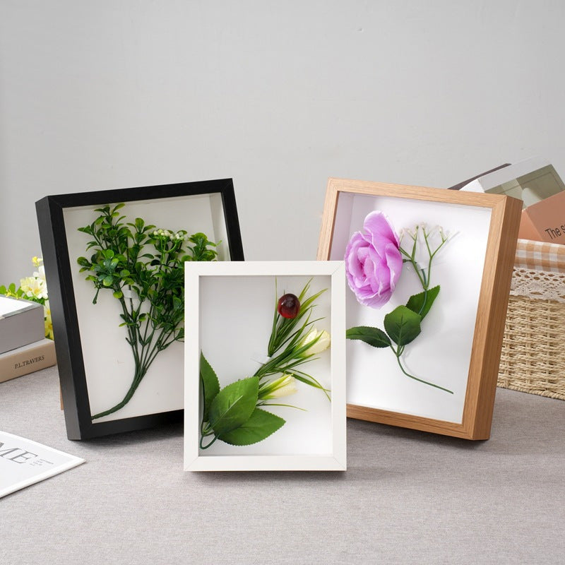 A MDF three-dimensional photo frame DIY table hollow 4cm immortal flower specimen frame wall hanging frame square building block Lego picture frame