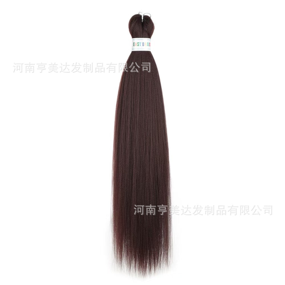 A EZ Color 26inch Women Chemical Fiber Long Straight Hair Large Easy Braided Hair Low Temperature Silk Long Straight Hair Wig - Mixbatch