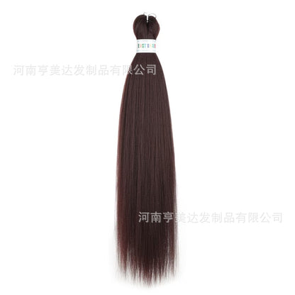 A EZ Color 26inch Women Chemical Fiber Long Straight Hair Large Easy Braided Hair Low Temperature Silk Long Straight Hair Wig - Mixbatch