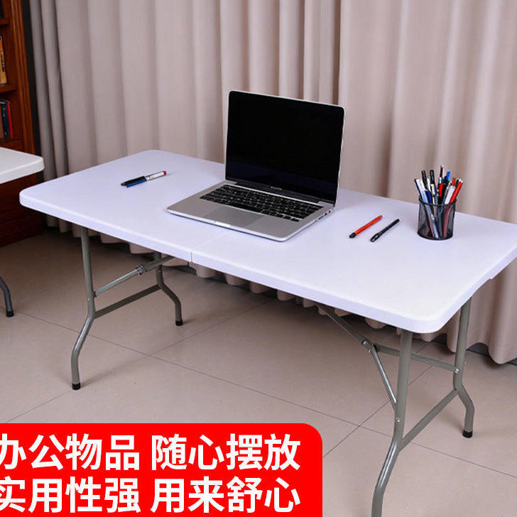 A 180 blow molding folding table HDPE plastic strip table Portable simple hollow table, simple conference table