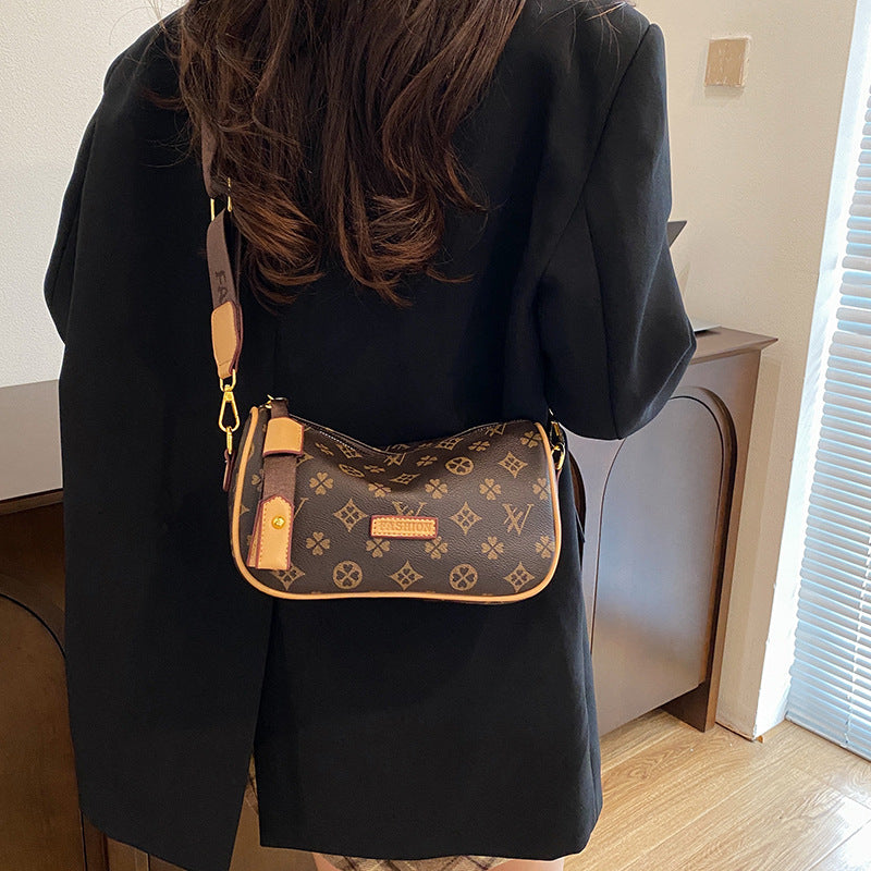 A new cross-border European and American style women's shoulder bag wide shoulder strap dumpling backpack - Mixbatch