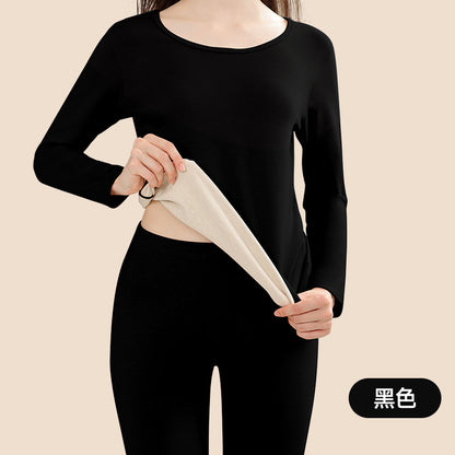 A wool silk German velvet men's thermal underwear suit women's thickened AB-sided long johns men's bottoming shirt women's autumn and winter - Mixbatch