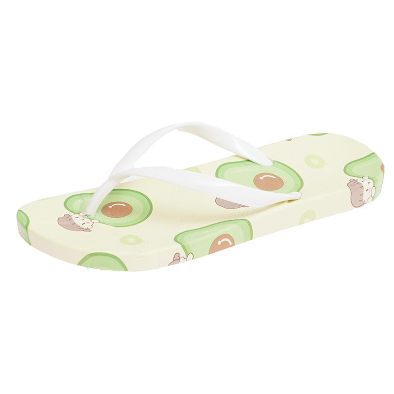 A flip-flops female summer casual wear simple fruit cartoon light and comfortable soft bottom toe pinch foot beach cool slippers
