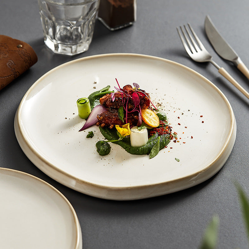 طبق ستيك، طبق غربي، طبق خزفي 