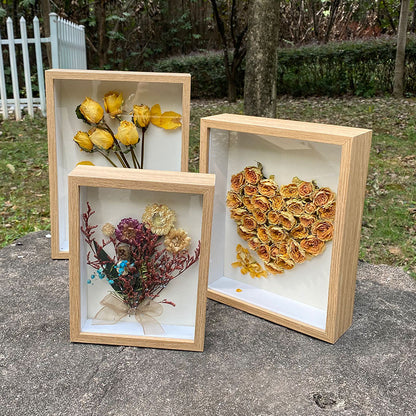 A handmade DIY three-dimensional 5cm butterfly specimen frame creative desktop solid wood hollow 3cm dried flower photo frame setting table