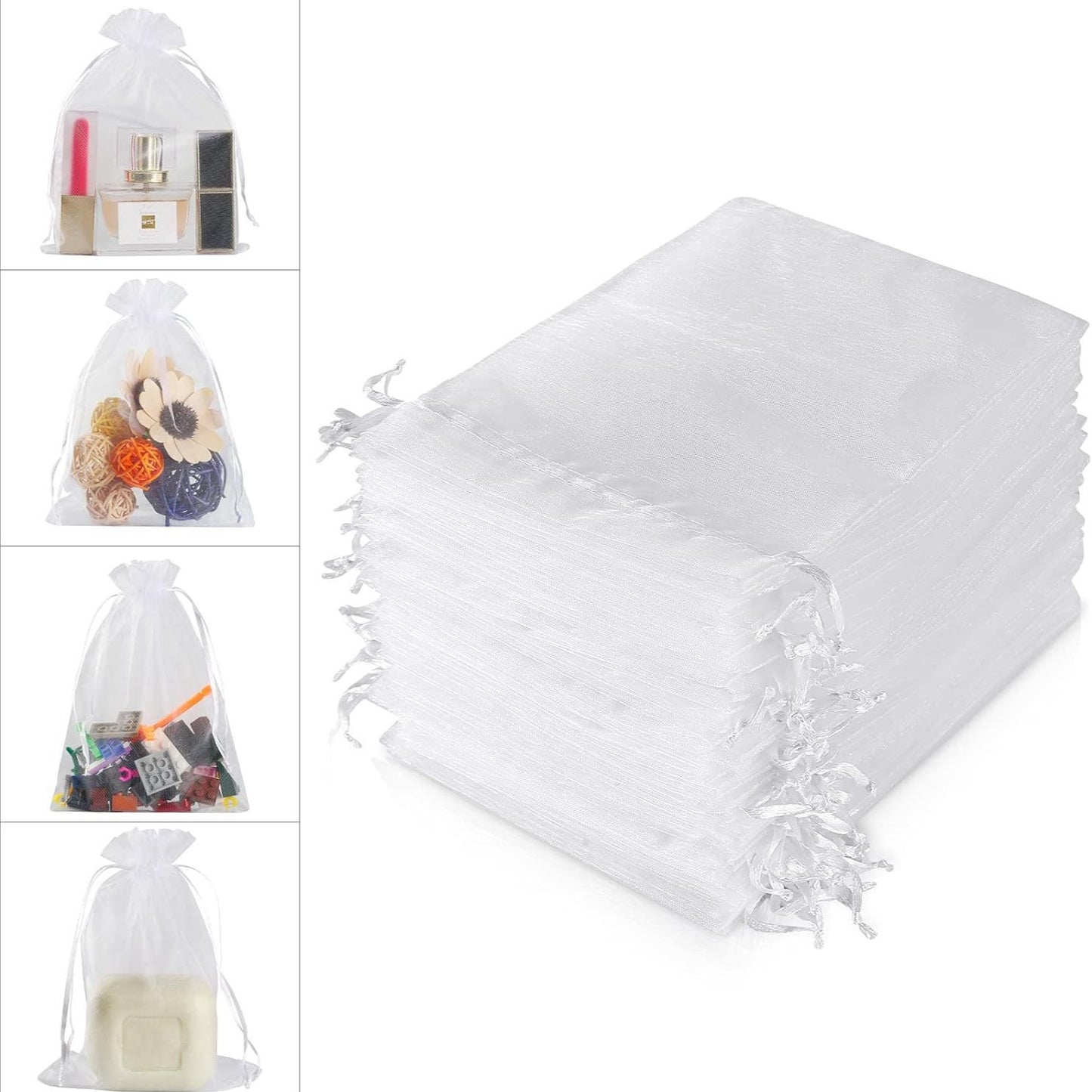 A White yarn bag wholesale jewelry yarn bag bundle mouth bag gift bag white organza mesh bag, happy candy bag MOQ: 500 PIECE - Mixbatch