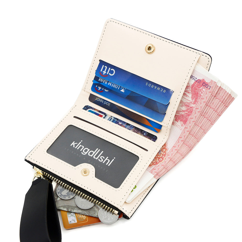 A new women's wallet short solid color card bag women's high-end cross-border zipper change bag source manufacturer