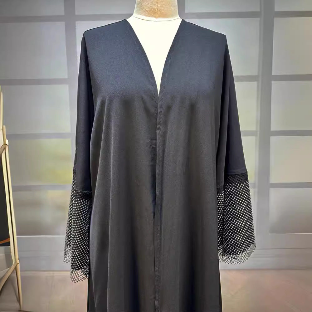 New Middle Eastern Muslim Dubai Clothing Fashion Elegant Cardigan Hot Diamond Dress Robe - Mixbatch