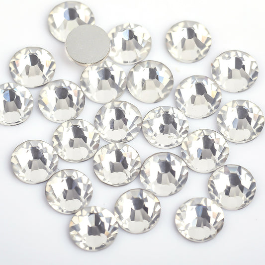 A Weichen rhinestone factory direct sales flat-bottomed diamond nail drill glass crystal round DIY sticker diamond jewelry accessories white - Mixbatch