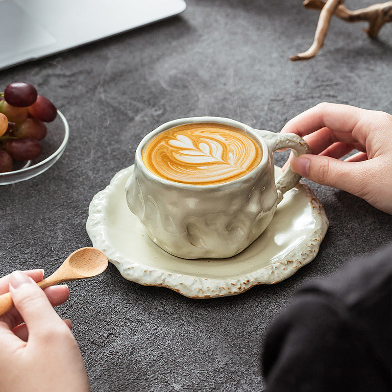 A creative ceramic cup and saucer