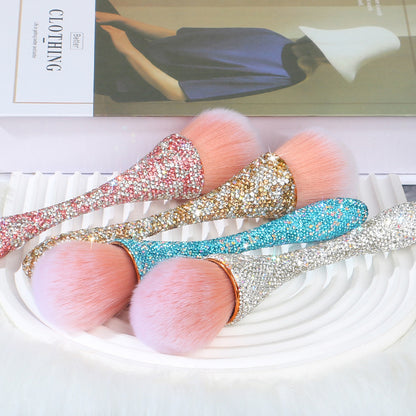 A new diamond-encrusted small waist loose powder makeup brush, oversized single soft-bristled nail brush, blush brush, beauty tool. - Mixbatch