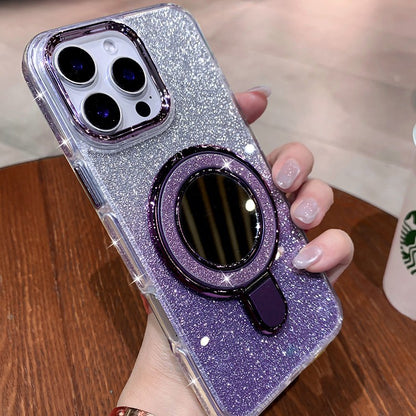 A glitter mirror magnetic suction bracket mobile phone case