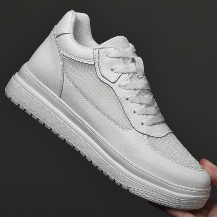 A men's shoes summer breathable couple heightening shoes 8cm men's cowhide inner