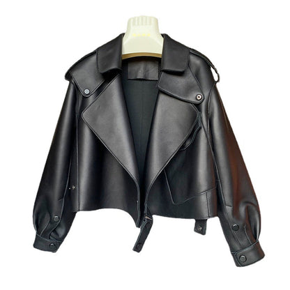 A sheepskin women's leather jacket