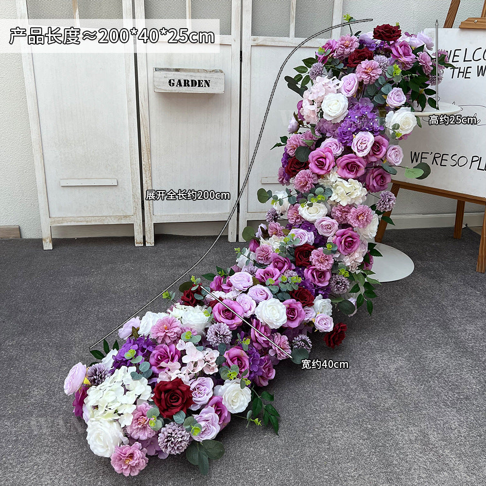 A wedding trailing flower arrangement engagement banquet simulation silk flower finished decorative flower arrangement peacock tail wedding flower arrangement