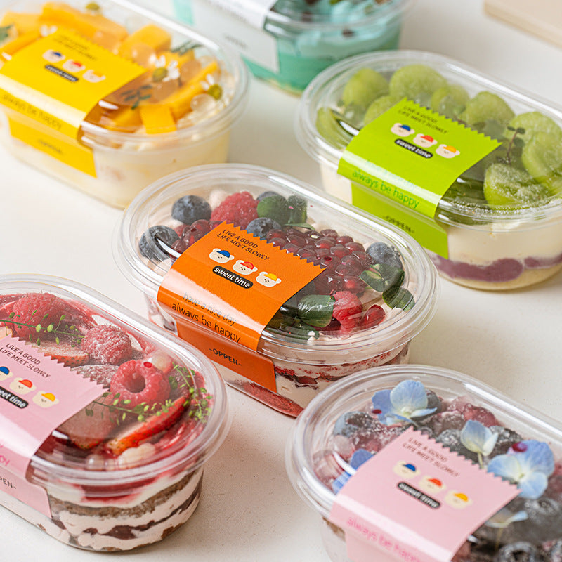 A 500ml full bowl of taro balls dessert fruit fishing transparent pet baking packaging box disposable packaging box