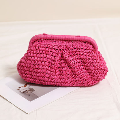 A INS paper rope woven bag female Internet celebrity shoulder crossbody shoulder strap vacation beach bag versatile chain bag