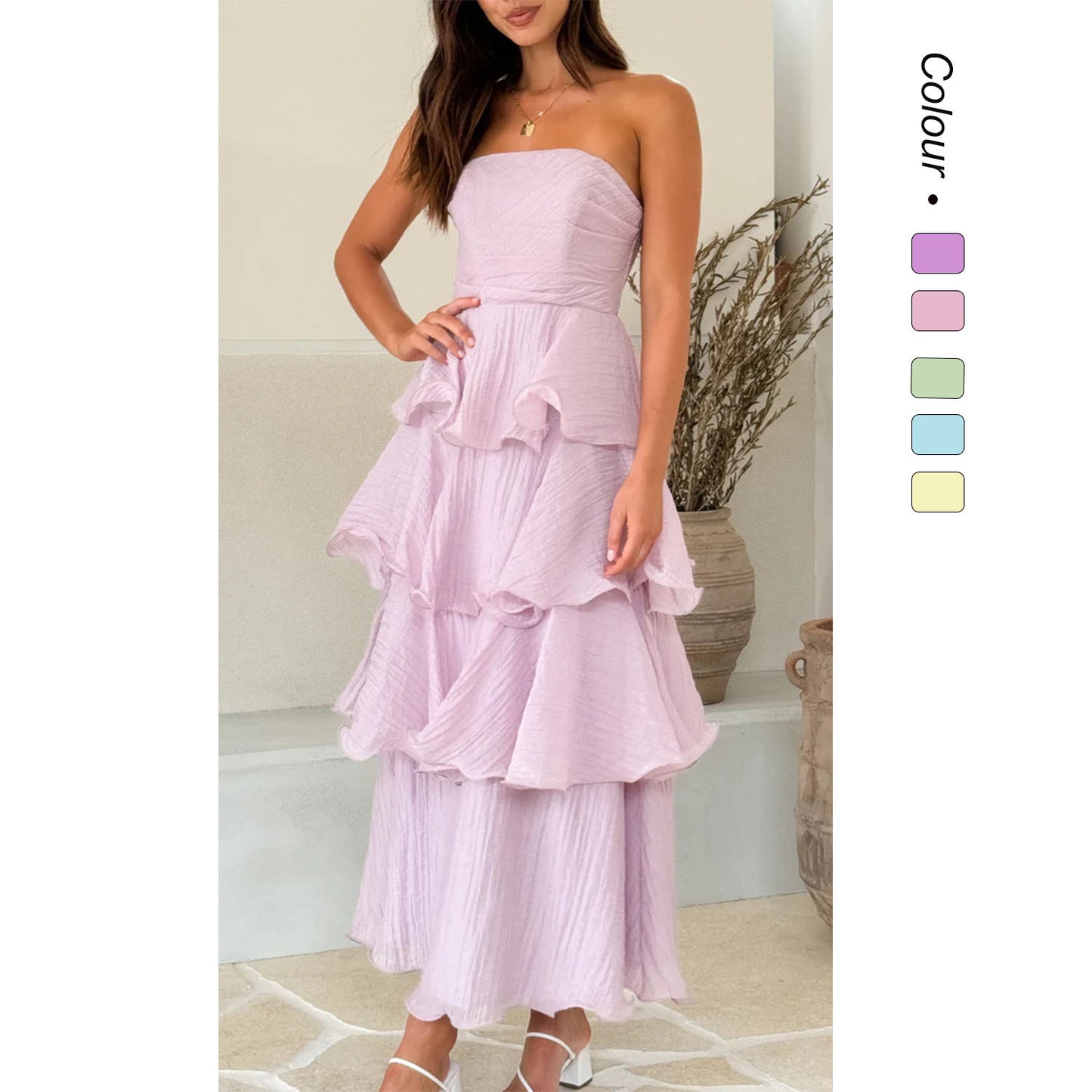 A summer European and American cross-border foreign trade new sexy fashion tube top backless cake dress -68511