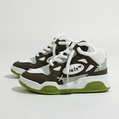 A men's and women's same high-top flats