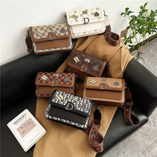 A printed handbag