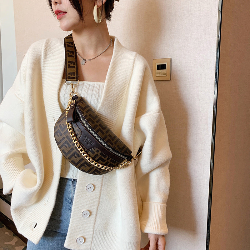 A new fashion printed simple retro breast bag shoulder bag Korean version messenger women's bag - Mixbatch