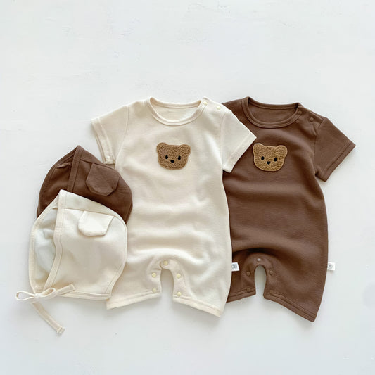 A a baby summer bag fart clothes ins2023 baby bear Waffle one-piece climbing suit for boys and girls - Mixbatch