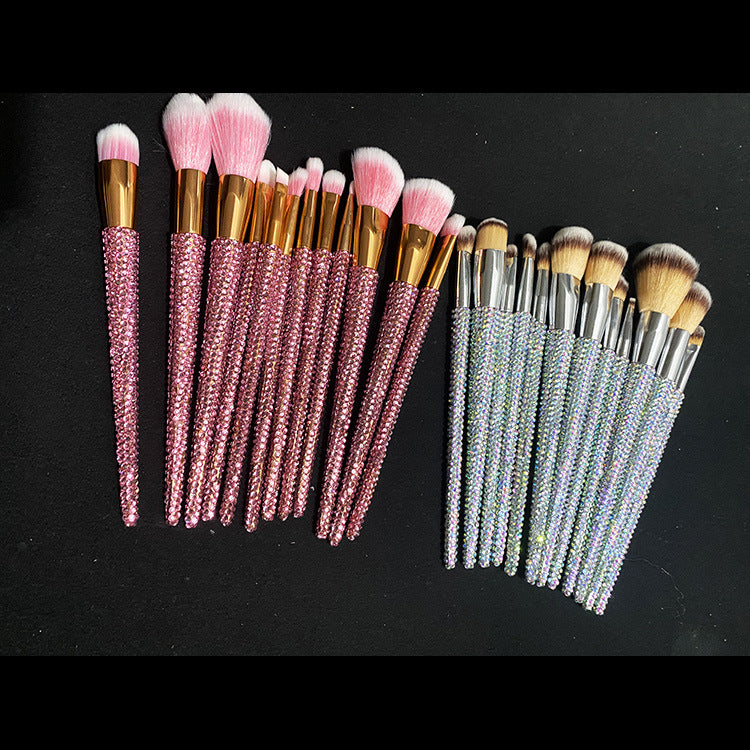 A 12 pcs full of diamond makeup brushes professional face and eye beauty kit, full of diamond Blingbling beauty - Mixbatch