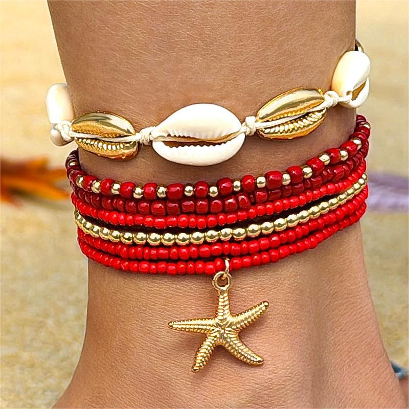 A Bohemian Resort Wind Shell Beaded Woven Bracelet Beach Wind Starfish Rice Beads - Mixbatch