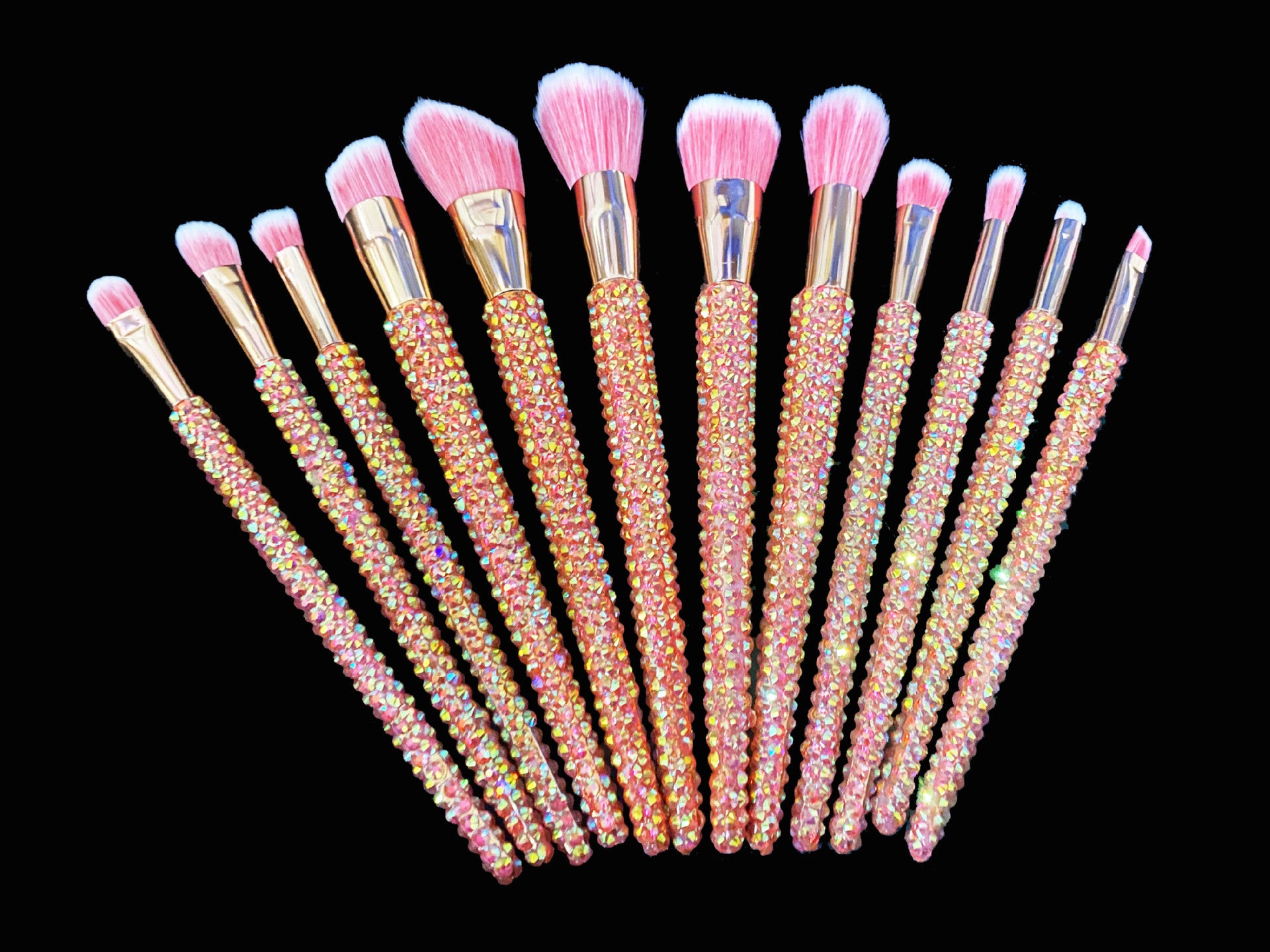 A 12 pcs full of diamond makeup brushes professional face and eye beauty kit, full of diamond Blingbling beauty - Mixbatch