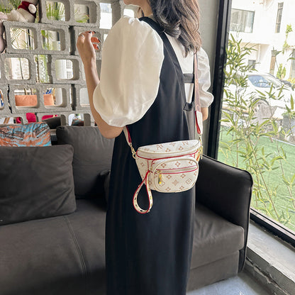 A new retro multi-layer shoulder messenger bag simple fashion with ribbon breast bag women's trend
