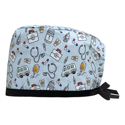 A Cotton Printed Surgical Cap Adjustable Women's Long Hair Baotou Cap Dentist Stomatology Clinic Frosted Cap Men's Foreign Trade