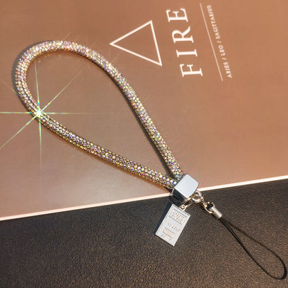 A Mobile phone lanyard length Wrist rhinestone lanyard Women's high-end luxury full diamond pendant Colorful fashion pendant - Mixbatch