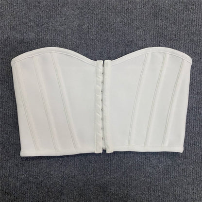 A European and American cross-border new women's clothing, sexy tube top, exposed navel, fish bone, shoulder girdle, slim bandage, small top