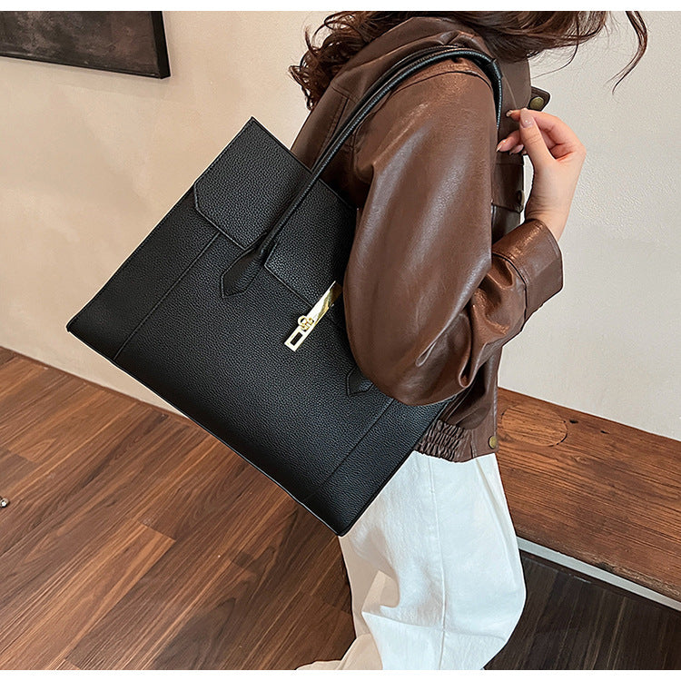 A shoulder handbag