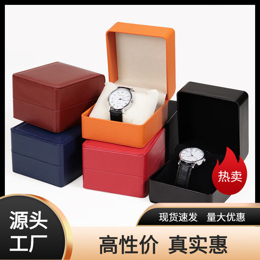 A Spot rounded corner flip pu leather watch box, jewelry packaging box, bracelet box, watch jewelry storage box, jewelry box. - Mixbatch