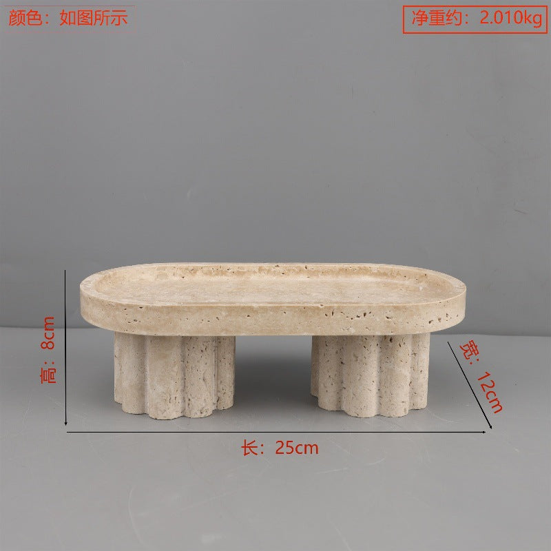 صينية زخرفية دائرية الشكل مصنوعة من رخام الترافرتين 