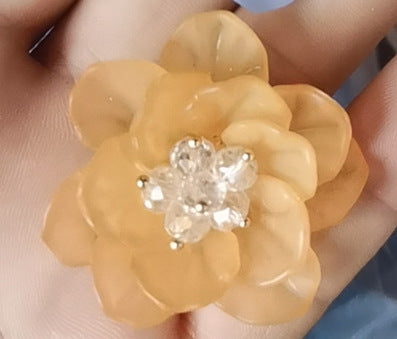 A Double flower, headgear, hairpin, acrylic dyed matte multi-petaled flower S066 hand-sewn flower, jewelry accessories - Mixbatch