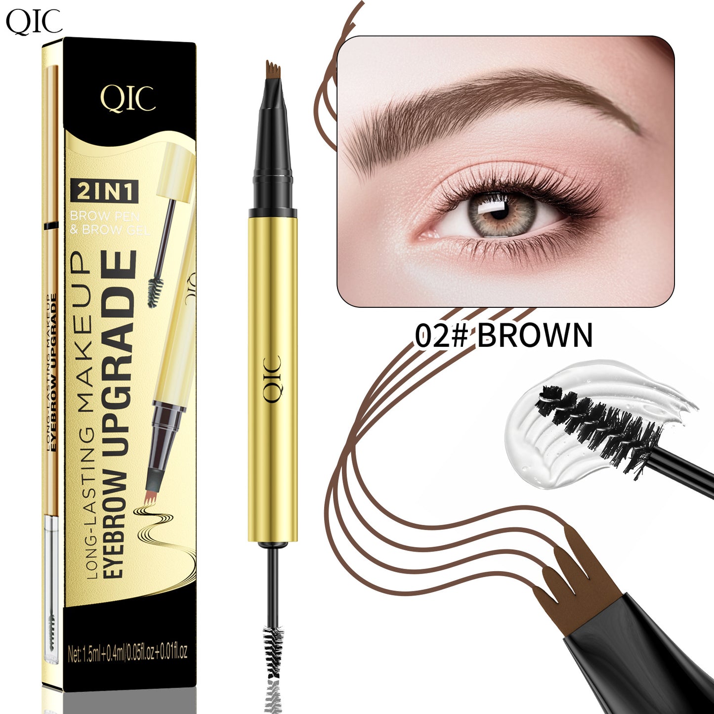 A liquid eyebrow pencil eyebrow glue 2in1 waterproof and sweat-proof