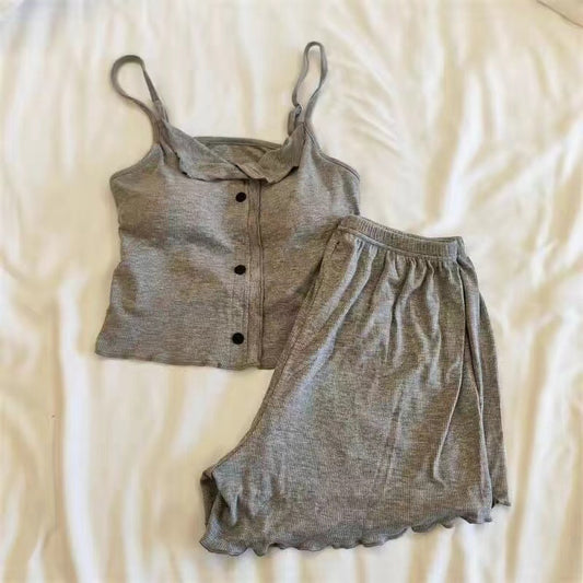 A summer lazy ins French pajamas women's suit sexy suspenders comfortable with chest pads modal loungewear wholesale - Mixbatch