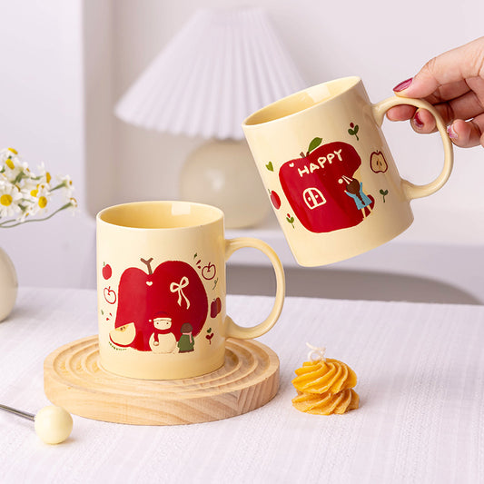 A Christmas Mug Ceramic Cup with Lid Spoon