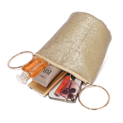 A new cross-border diamond-encrusted dinner bag, portable vegetable basket, rhinestone evening bag,